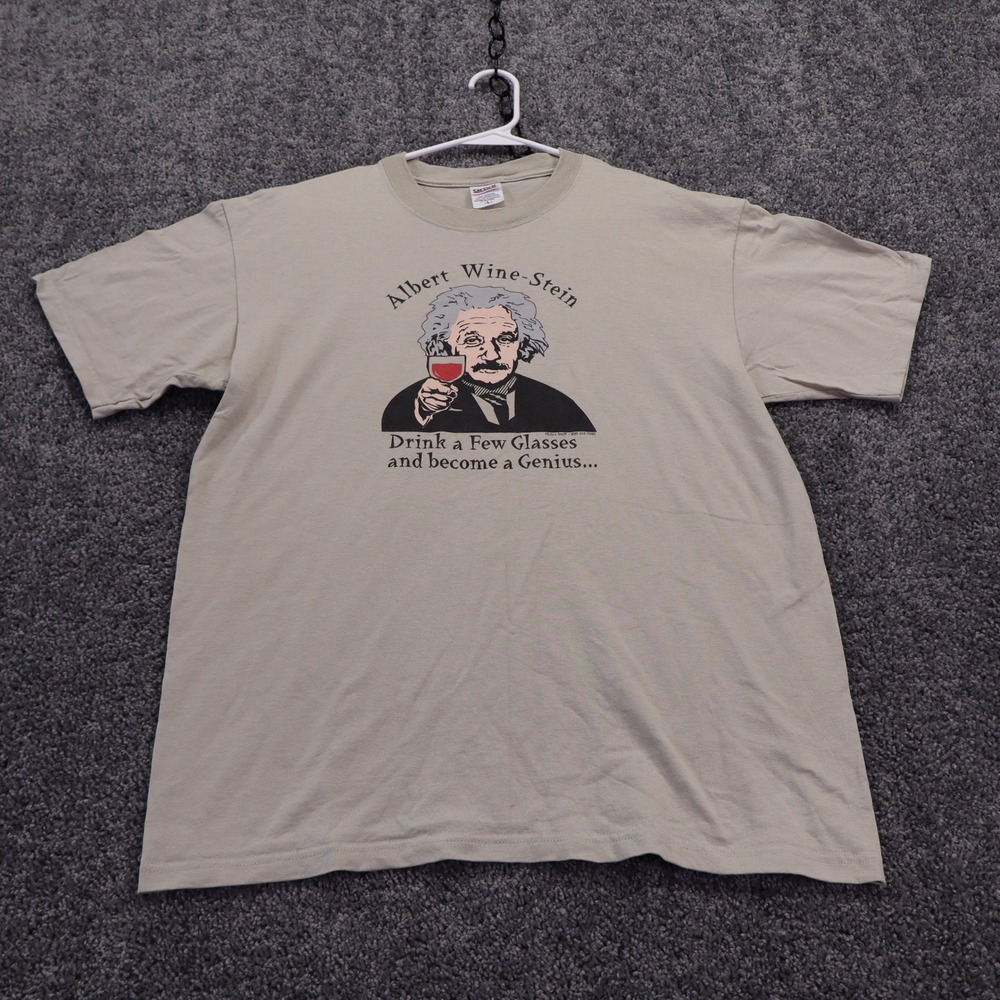 Anvil T Shirt Mens Large Tan Albert Wine-Stein Funny Graphic Novelty Tee